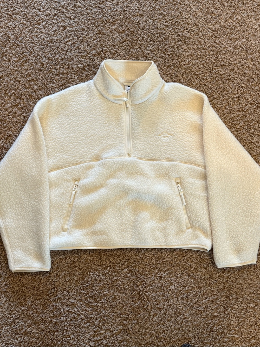Aritzia Cream Sherpa Half-Zip Pullover